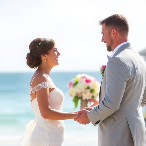 Candid wedding photography capturing a couple exchanging vows on a South Beach wedding