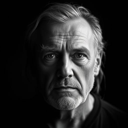 Example of a black and white portrait with dramatic lighting